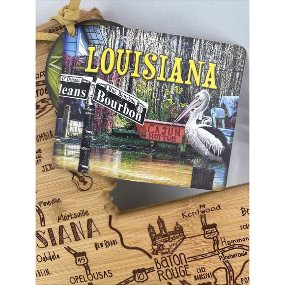 NWT Totally Bamboo Destination Louisiana State Shaped Serving Cutting Board - Picture 3 of 8